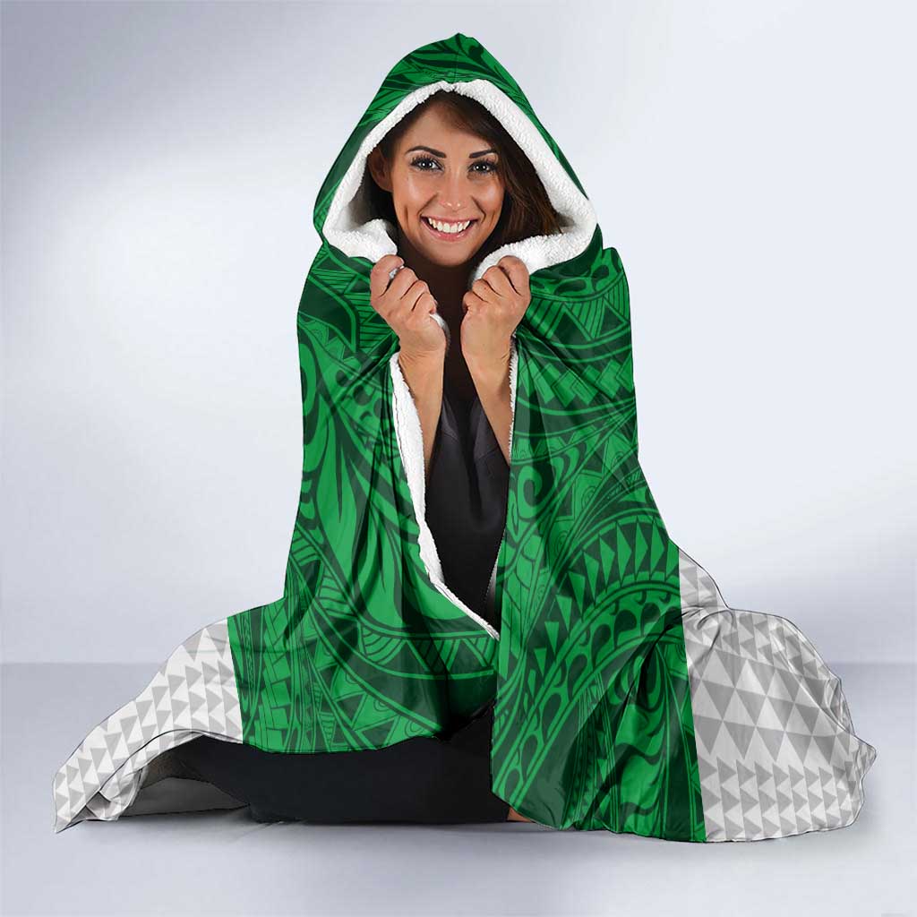 Custom Hawaii Volleyball-Kakau Motif Green Color Hooded Blanket