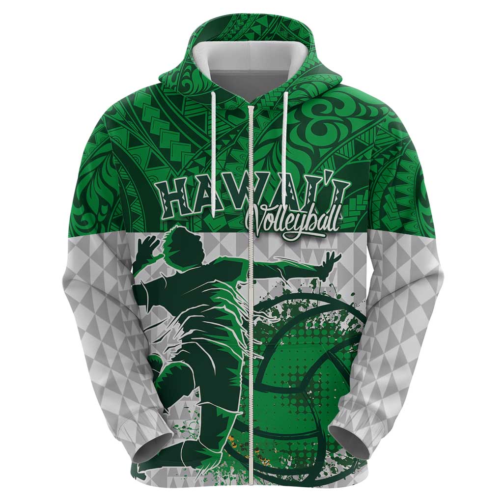 Custom Hawaii Volleyball-Kakau Motif Green Color Hoodie