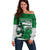 Custom Hawaii Volleyball-Kakau Motif Green Color Off Shoulder Sweater