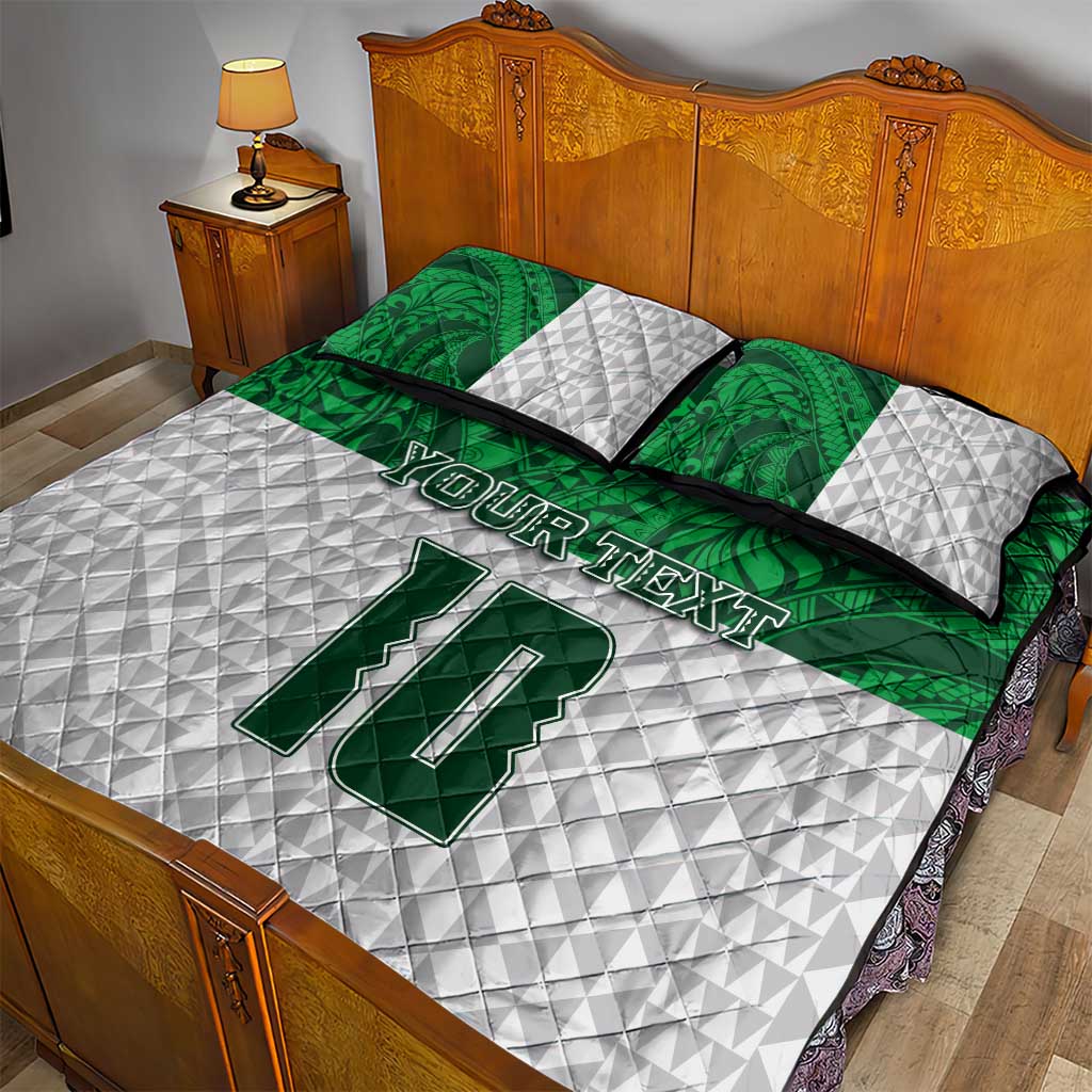 Custom Hawaii Volleyball-Kakau Motif Green Color Quilt Bed Set