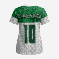 Custom Hawaii Volleyball-Kakau Motif Green Color Scrub Top - Polynesian Pride