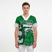 Custom Hawaii Volleyball-Kakau Motif Green Color Scrub Top - Polynesian Pride