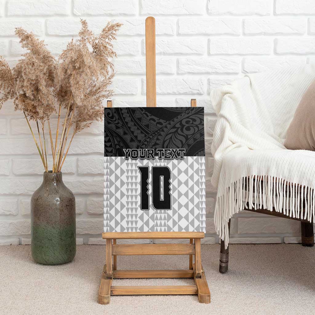 Custom Hawaii Volleyball-Kakau Motif Grayscale Color Canvas Wall Art LT03 - Polynesian Pride