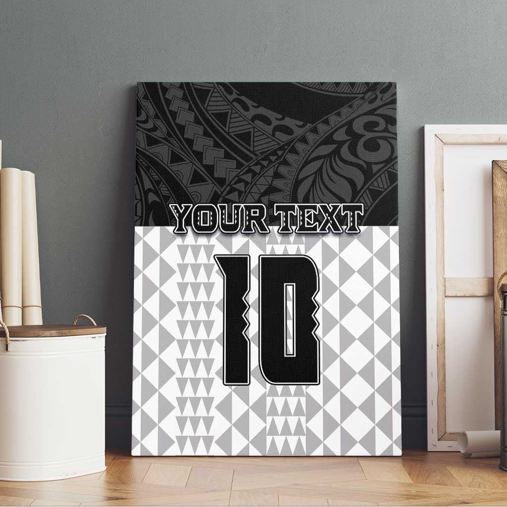 Custom Hawaii Volleyball-Kakau Motif Grayscale Color Canvas Wall Art LT03 - Polynesian Pride