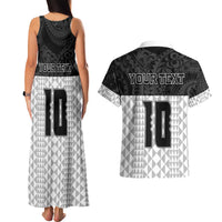 Custom Hawaii Volleyball-Kakau Motif Grayscale Color Couples Matching Tank Maxi Dress and Hawaiian Shirt