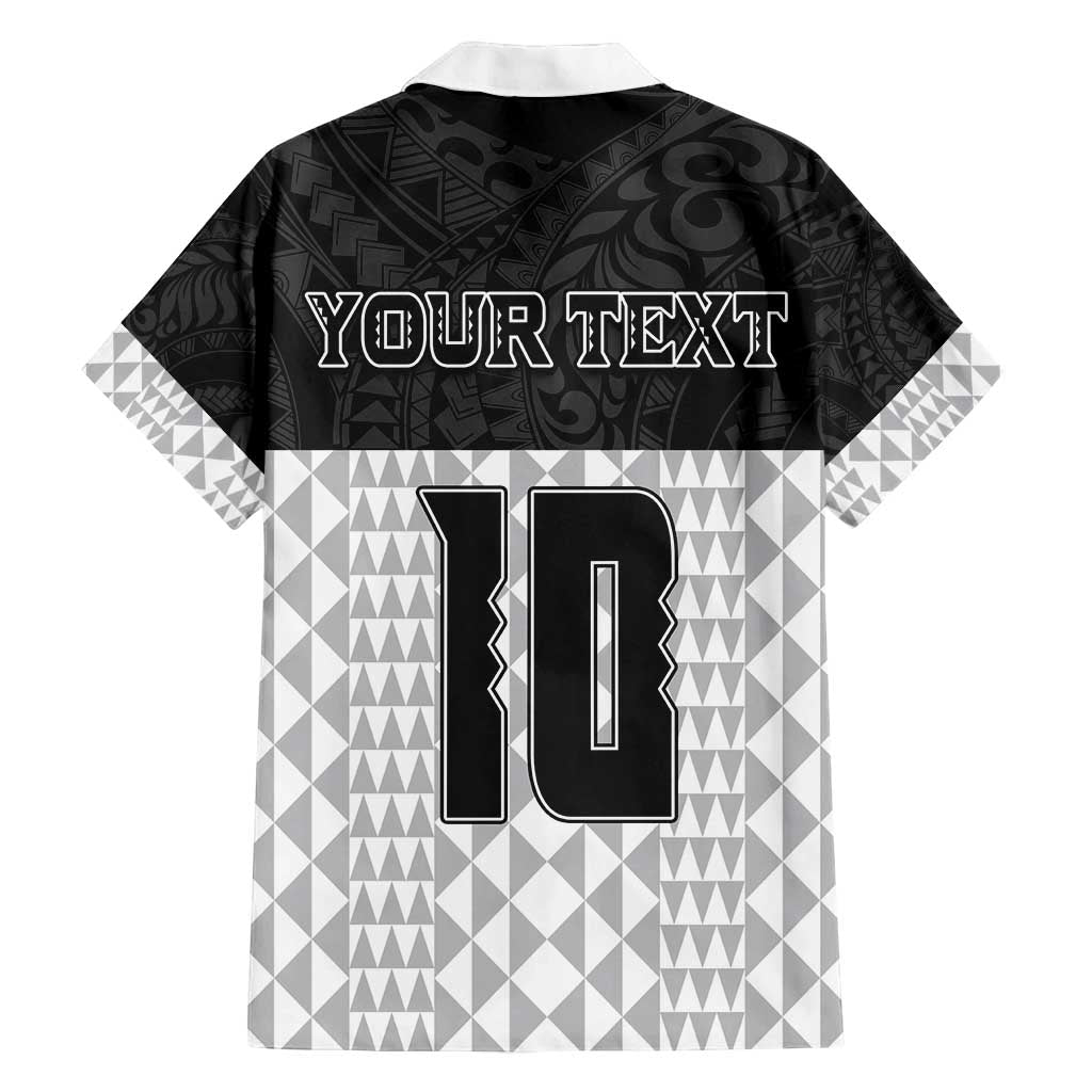 Custom Hawaii Volleyball-Kakau Motif Grayscale Color Family Matching Puletasi and Hawaiian Shirt