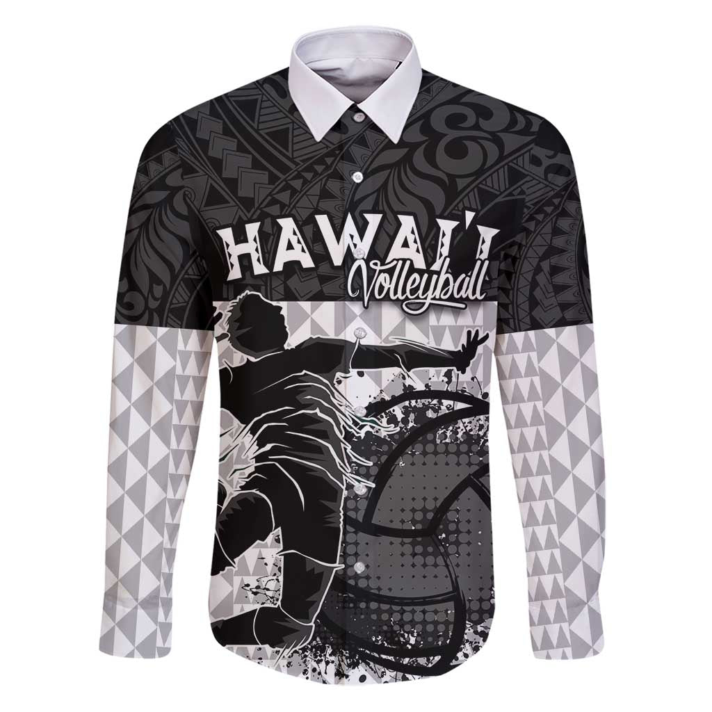 Custom Hawaii Volleyball-Kakau Motif Grayscale Color Family Matching Puletasi and Hawaiian Shirt