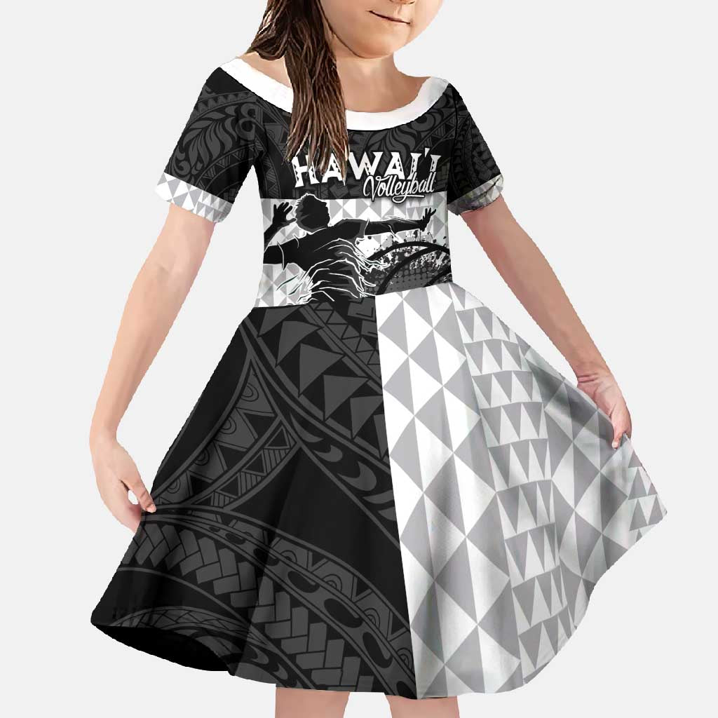 Custom Hawaii Volleyball-Kakau Motif Grayscale Color Family Matching Tank Maxi Dress and Hawaiian Shirt