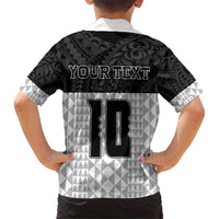 Custom Hawaii Volleyball-Kakau Motif Grayscale Color Kid Hawaiian Shirt