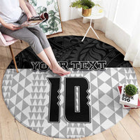 Custom Hawaii Volleyball-Kakau Motif Grayscale Color Round Carpet