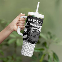Custom Hawaii Volleyball-Kakau Motif Grayscale Color Tumbler With Handle