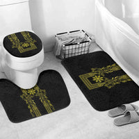 Philippines Barong Style Bathroom Set with Polynesian Art and Leaf Motif Black-Gold Color