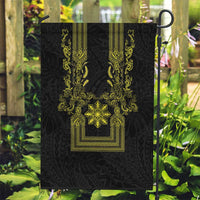 Philippines Barong Style Garden Flag with Polynesian Art and Leaf Motif Black-Gold Color