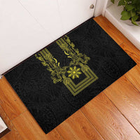 Philippines Barong Style Rubber Doormat with Polynesian Art and Leaf Motif Black-Gold Color LT03 - Polynesian Pride