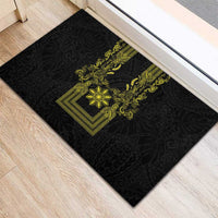 Philippines Barong Style Rubber Doormat with Polynesian Art and Leaf Motif Black-Gold Color LT03 - Polynesian Pride