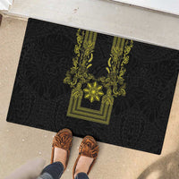 Philippines Barong Style Rubber Doormat with Polynesian Art and Leaf Motif Black-Gold Color LT03 - Polynesian Pride