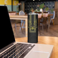 Philippines Barong Style Skinny Tumbler with Polynesian Art and Leaf Motif Black-Gold Color LT03 - Polynesian Pride