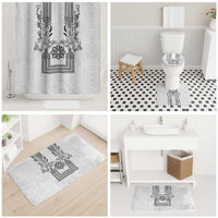 Philippines Barong Style Bathroom Set with Polynesian Art and Leaf Motif Black-White Color