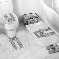 Philippines Barong Style Bathroom Set with Polynesian Art and Leaf Motif Black-White Color