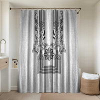 Philippines Barong Style Bathroom Set with Polynesian Art and Leaf Motif Black-White Color