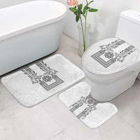 Philippines Barong Style Bathroom Set with Polynesian Art and Leaf Motif Black-White Color