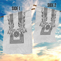 Philippines Barong Style Garden Flag with Polynesian Art and Leaf Motif Black-White Color