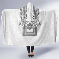 Philippines Barong Style Hooded Blanket with Polynesian Art and Leaf Motif Black-White Color LT03 One Size White - Polynesian Pride