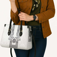 Philippines Barong Style Leather Bag with Polynesian Art and Leaf Motif Black-White Color LT03 - Polynesian Pride