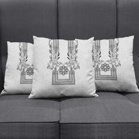 Philippines Barong Style Pillow Cover with Polynesian Art and Leaf Motif Black-White Color