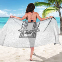 Philippines Barong Style Sarong with Polynesian Art and Leaf Motif Black-White Color LT03 - Polynesian Pride