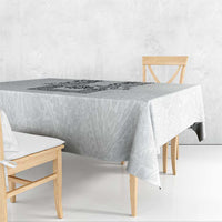 Philippines Barong Style Tablecloth with Polynesian Art and Leaf Motif Black-White Color
