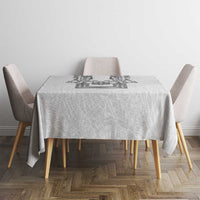 Philippines Barong Style Tablecloth with Polynesian Art and Leaf Motif Black-White Color