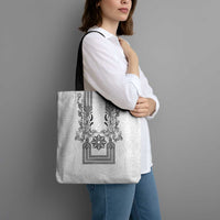 Philippines Barong Style Tote Bag with Polynesian Art and Leaf Motif Black-White Color LT03 - Polynesian Pride