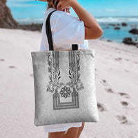 Philippines Barong Style Tote Bag with Polynesian Art and Leaf Motif Black-White Color LT03 - Polynesian Pride