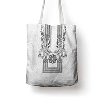 Philippines Barong Style Tote Bag with Polynesian Art and Leaf Motif Black-White Color LT03 - Polynesian Pride