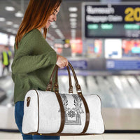 Philippines Barong Style Travel Bag with Polynesian Art and Leaf Motif Black-White Color
