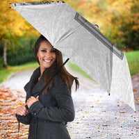 Philippines Barong Style Umbrella with Polynesian Art and Leaf Motif Black-White Color