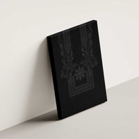 Philippines Barong Style Canvas Wall Art with Polynesian Art and Leaf Motif Black Color