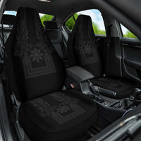 Philippines Barong Style Car Seat Cover with Polynesian Art and Leaf Motif Black Color
