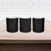 Philippines Barong Style Ceramic Mug with Polynesian Art and Leaf Motif Black Color