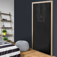 Philippines Barong Style Door Cover with Polynesian Art and Leaf Motif Black Color