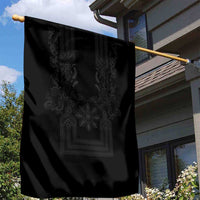 Philippines Barong Style Garden Flag with Polynesian Art and Leaf Motif Black Color