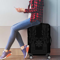 Philippines Barong Style Luggage Cover with Polynesian Art and Leaf Motif Black Color