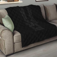 Philippines Barong Style Quilt with Polynesian Art and Leaf Motif Black Color