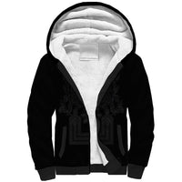 Philippines Barong Style Sherpa Hoodie with Polynesian Art and Leaf Motif Black Color LT03 Unisex Black - Polynesian Pride
