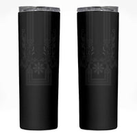 Philippines Barong Style Skinny Tumbler with Polynesian Art and Leaf Motif Black Color LT03 Black - Polynesian Pride