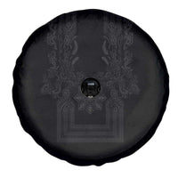 Philippines Barong Style Spare Tire Cover with Polynesian Art and Leaf Motif Black Color