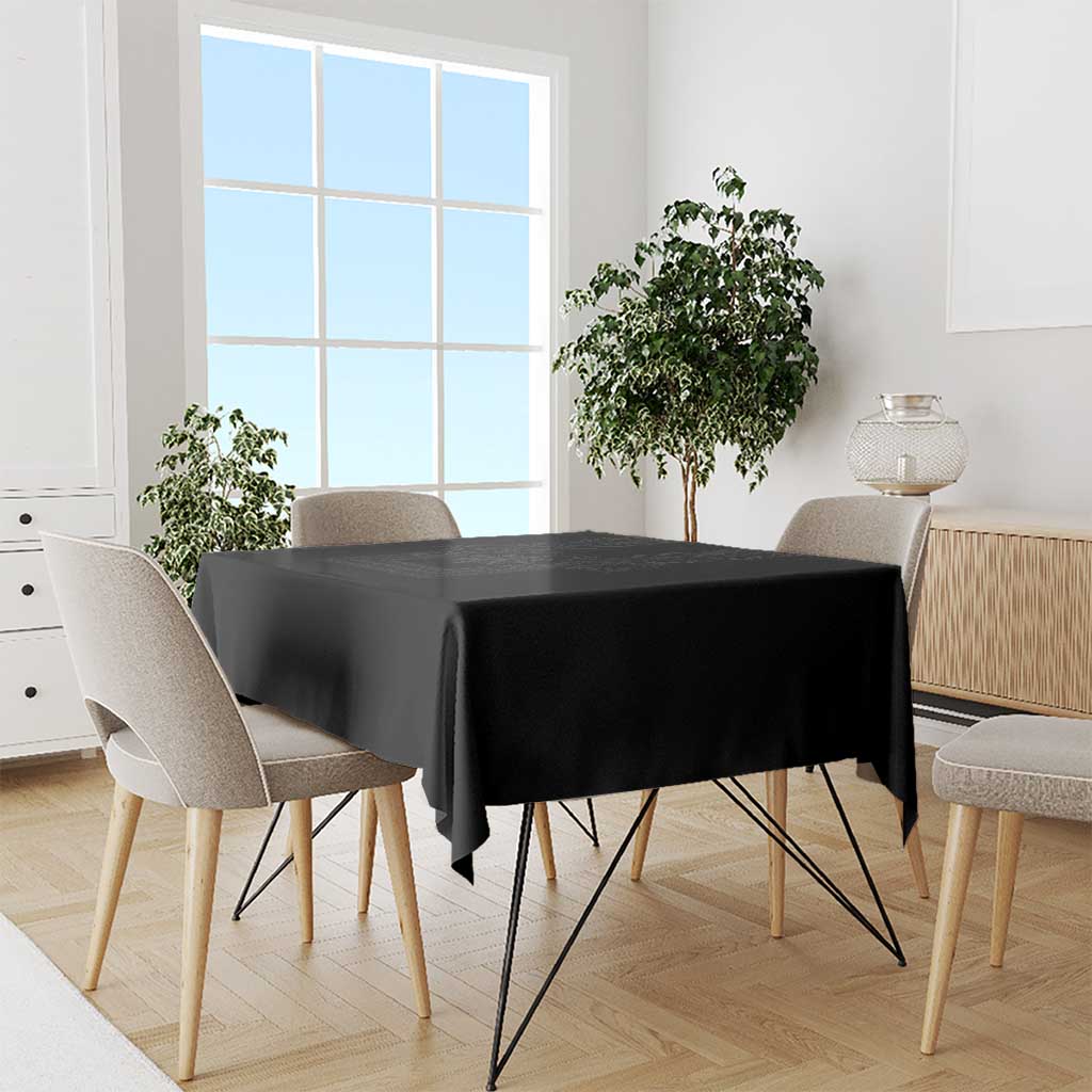 Philippines Barong Style Tablecloth with Polynesian Art and Leaf Motif Black Color