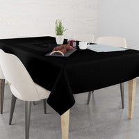 Philippines Barong Style Tablecloth with Polynesian Art and Leaf Motif Black Color
