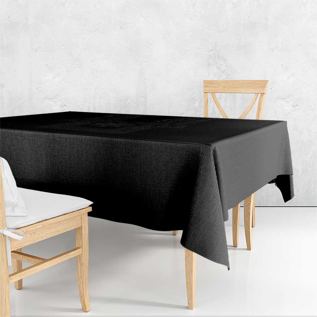 Philippines Barong Style Tablecloth with Polynesian Art and Leaf Motif Black Color